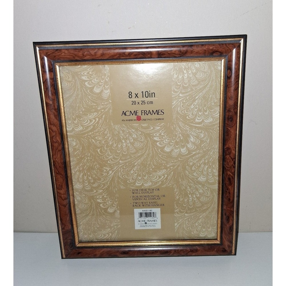ACME 8x10 Picture Frame Burl Wood Look 12x10 Wall or Tabletop